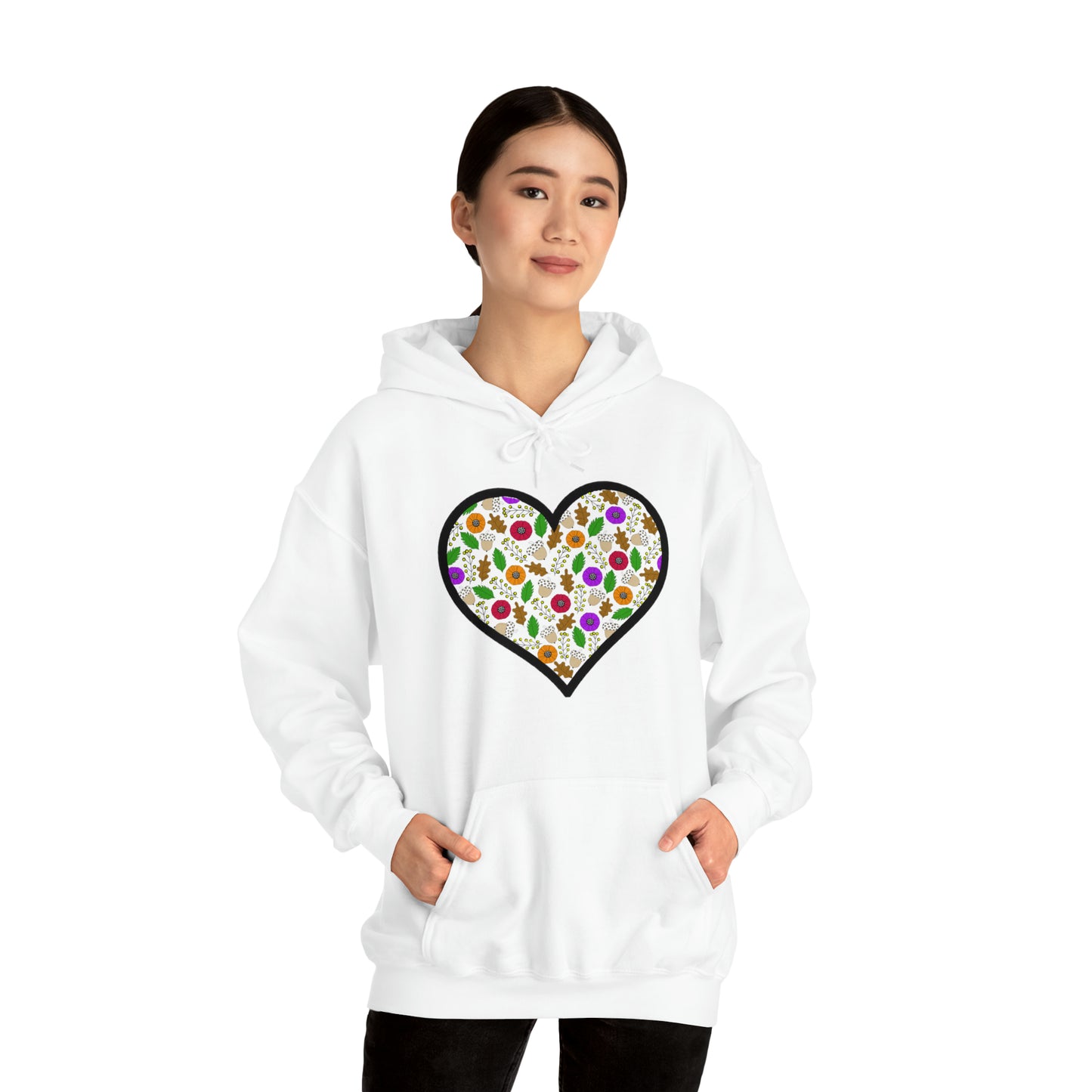 Fall Motif Heart Unisex Heavy Blend™ Hooded Sweatshirt