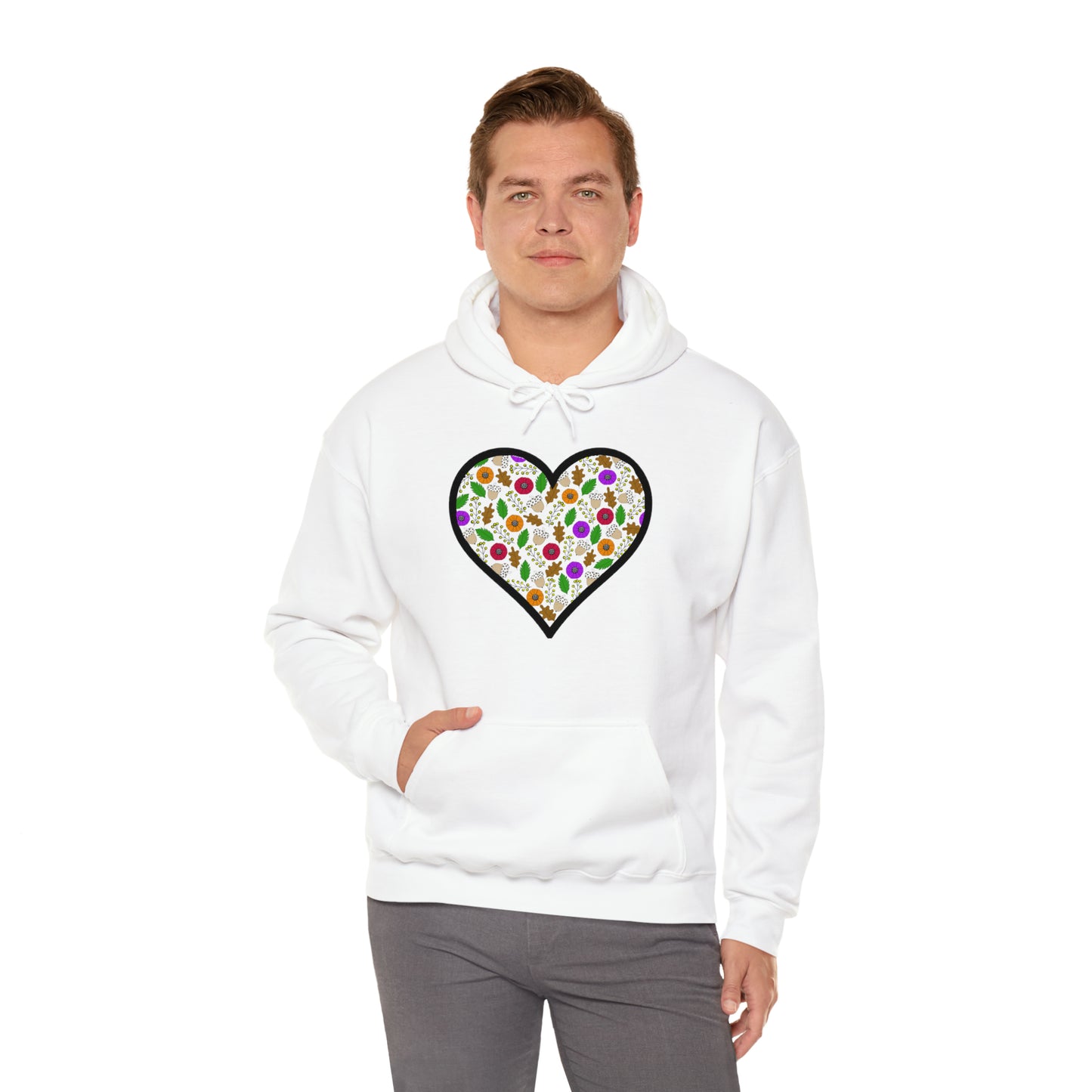 Fall Motif Heart Unisex Heavy Blend™ Hooded Sweatshirt